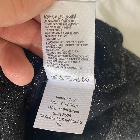 Molly Bracken Women's Black Front Twist Knot Silver Glitter Lightweight Sweater - Picture 8 of 12